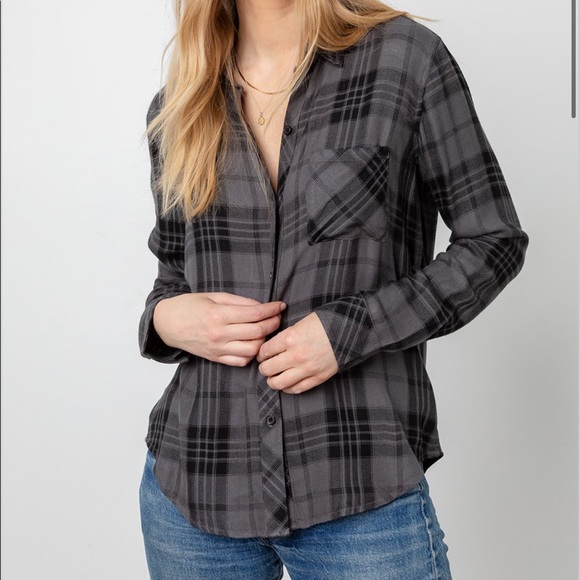 Rails Hunter button down shirt, charcoal jet - Picture 1 of 13